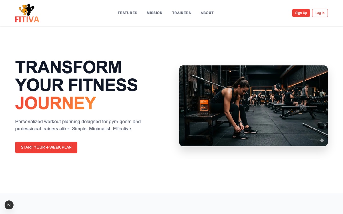 FITIVA workout planner landing page
